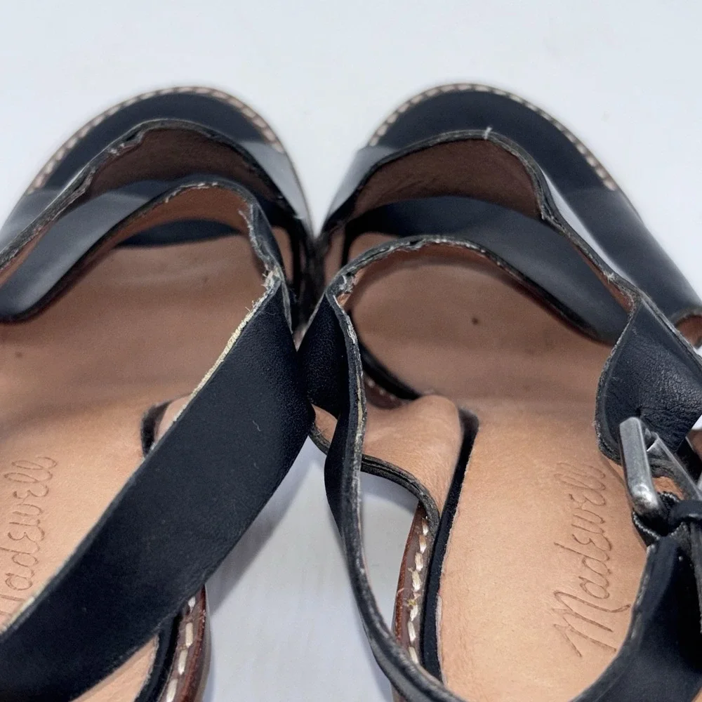 Madewell The Ruthie Women's Size 7 Black Leather Crisscross Slingback Sandals